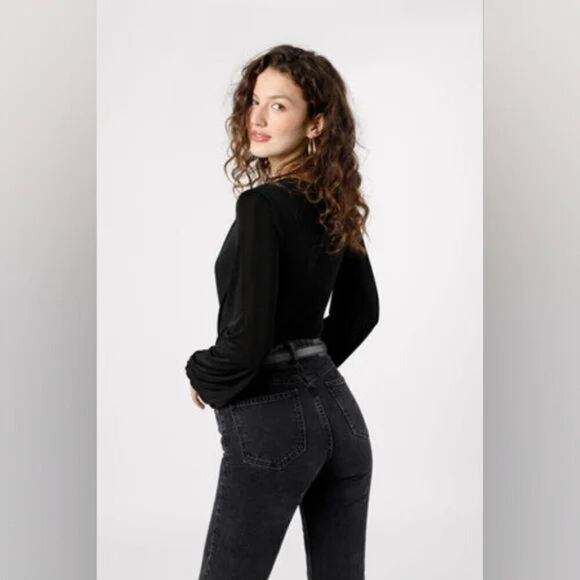 *2/$25* Band of the Free BOG Womens Medium Aggie Black Cowl Neck Bodysuit - Picture 2 of 12